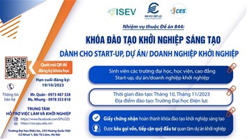 TRƯỜNG ĐẠI HỌC ĐIỆN LỰC TỔ CHỨC KHÓA ĐÀO TẠO KHỞI NGHIỆP SÁNG TẠO DÀNH CHO START-UP, DỰ ÁN/DOANH NGHIỆP KHỞI NGHIỆP    - THUỘC NHIỆM VỤ ĐỀ ÁN 844
