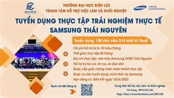 HOT CƠ HỘI THỰC TẬP CÓ LƯƠNG TẠI SAMSUNG ELECTRO - MECHANICS VIỆT NAM (SEMV) DÀNH CHO TẤT CẢ SINH VIÊN D14 KỸ THUẬT