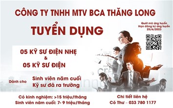 HOT – CÔNG TY TNHH MTV BCA THĂNG LONG HẢI PHÒNG TUYỂN DỤNG SINH VIÊN NĂM CUỐI & KỸ SƯ ĐÃ RA TRƯỜNG